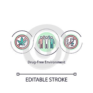 Drug free environment concept icon
