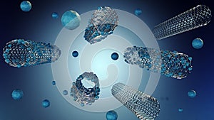 Drug molecules conjugated on carbon nanotube\'s body photo