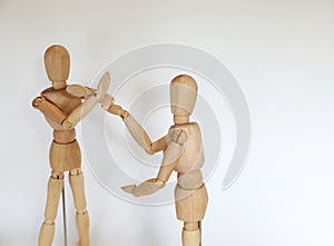 drug pill dealing taking series with wooden manikin figures