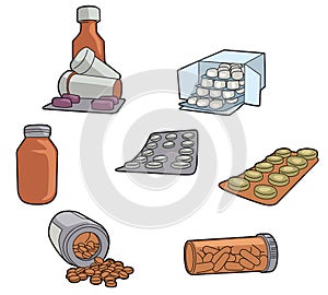 Drug pill painkiller syrup - illustration