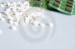 Drug prescription for treatment medication. Antibiotic drugs.