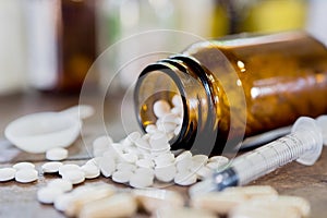 Drug prescription for treatment medication. Pharmaceutical medic