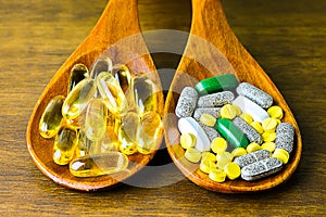 Drug prescription for treatment medication. Pharmaceutical medicament, cure in container for health. Pharmacy theme.