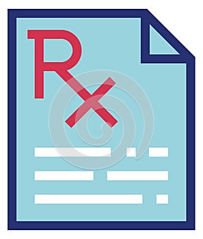 Drug receipt icon. Medical prescription. Rx symbol