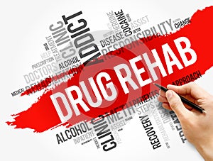 Drug Rehab word cloud collage, health concept