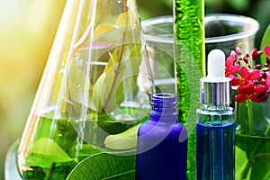 Drug research, Natural organic botany and scientific glassware, Alternative green herb medicine, Natural skin care.