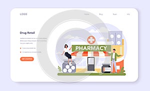 Drug retailing industry sector of the economy web banner or landing page