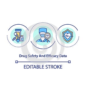 Drug safety and efficacy data concept icon