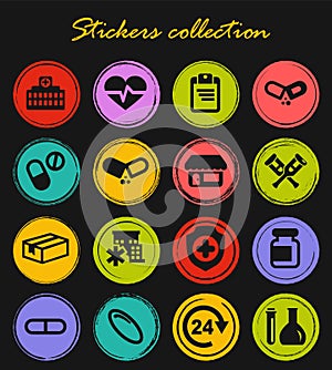 Drug store icons set