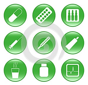 Drug-store - vector web icons (buttons)