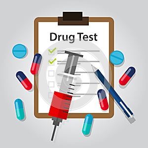 Drug test medical document report illegal narcotic and addiction detection result