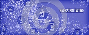 Drug Testing and Process Web Header Banner w Icon Set