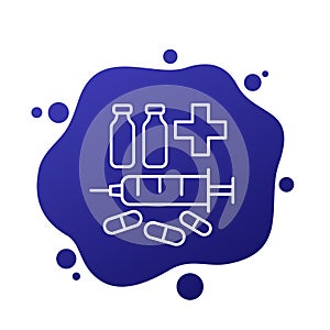 drugs and medication line icon, vector