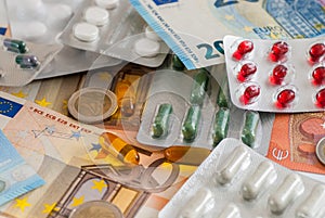 Drugs medicine and money big pharma concept