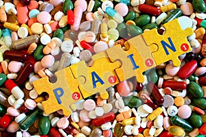 Drugs and puzzle letter -pain