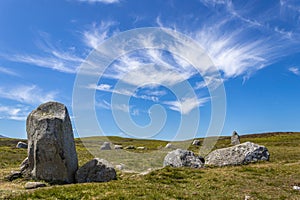 The Druid\'s Circle, or Meini Hirion in Welsh, above Penmaenmawr, Gwynedd, Wales, UK