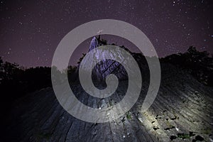 Druidenstein stone near kirchen germany at night