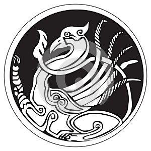 A druidic astronomical symbol of a phoenix bird