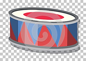 A drum in cartoon style isolated on transparent background