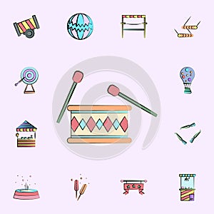 drum with chopsticks colored icon. circus icons universal set for web and mobile