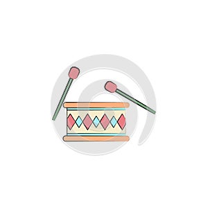 drum with chopsticks colored icon. Element of colored circus icon for mobile concept and web apps. Color drum with chopsticks icon