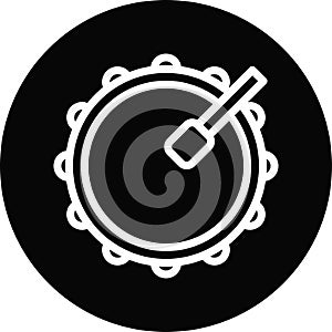 Drum icon line rounded black white colour ramadan symbol illustration perfect