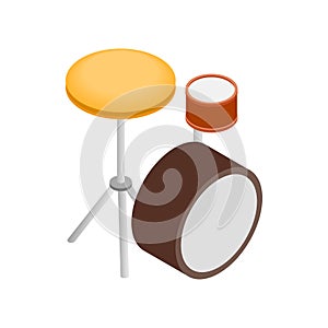 Drum kit icon, isometric 3d style