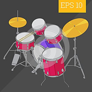 Drum kit isometric vector illustration