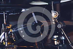 Drum kit at a Rock and Roll concert.