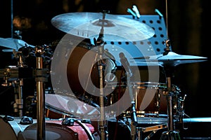 Drum kit on the stage