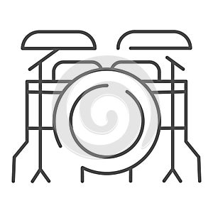 Drum kit thin line icon. Drums vector illustration isolated on white. Musical percussion instrument outline style design