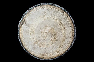 Drum leather isolated on black background