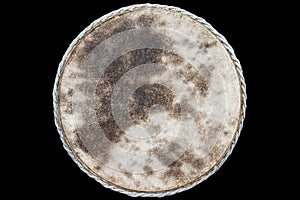 Drum leather isolated on black background
