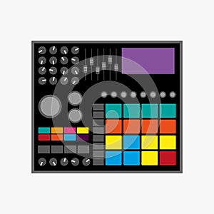 Drum machine. Vector illustration. Flat icon, logo.