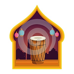 Drum mridangam icon cartoon isolated