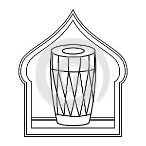 Drum mridangam icon cartoon isolated in black and white