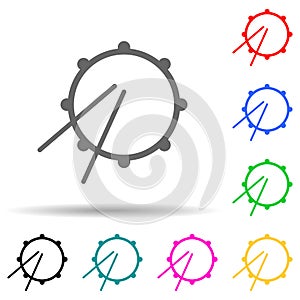 drum multi color style icon. Simple thin line, outline vector of web icons for ui and ux, website or mobile application
