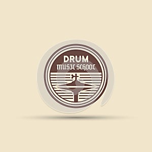 Drum school isolated vector round emblem