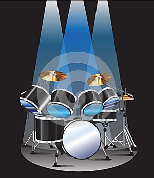 Drum set background blue lighting