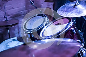 Drum set closeup in filter