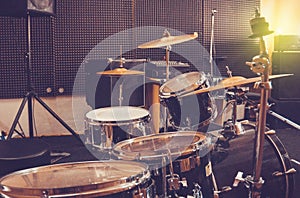 Drum set drums in Studio