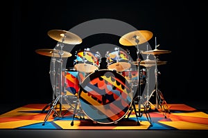 A drum set ready for an energetic performance