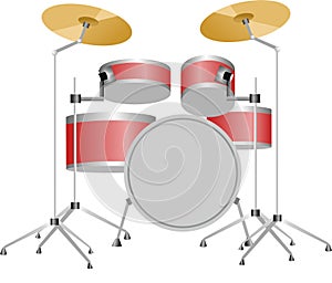 Drum set with red drums