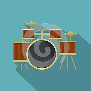 Drum setting icon, flat style
