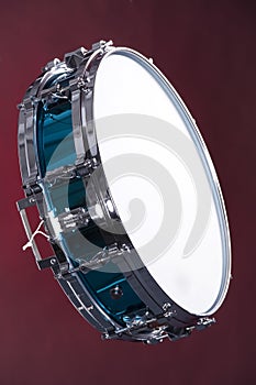 Drum Snare Blue Isolated on Red