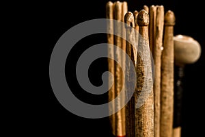 Drum sticks for drums, black background