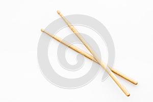 Drum sticks isotated on white background, top view