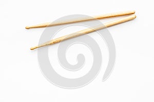 Drum sticks isotated on white background, top view