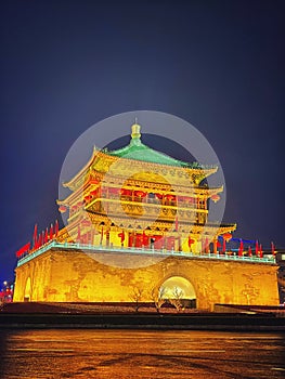 The Drum Tower offers an imposing view of Xi\'an