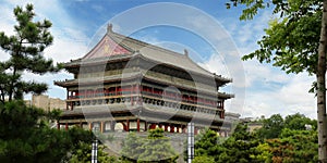 Drum tower of the old city wall of xi an ,Shanxi ,china